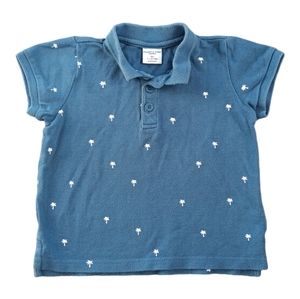 Polarn O. Pyret blue polo with palm trees, size 1 - 1.5 yrs.